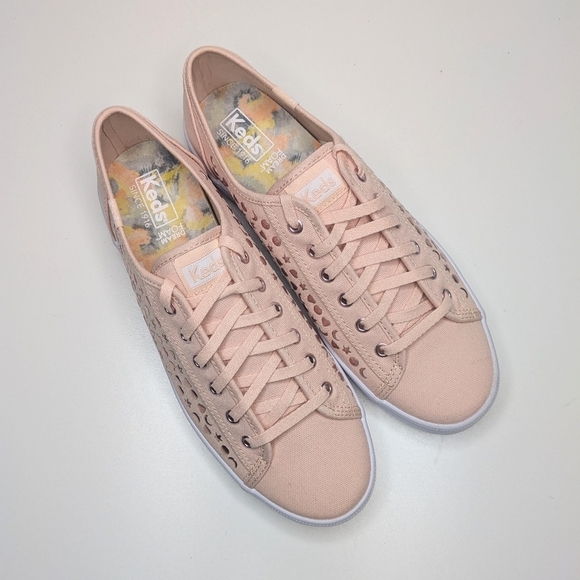 Keds Kickstart Iridescent stud peach pink canvas sneakers women's size 8.5 - Picture 3 of 7